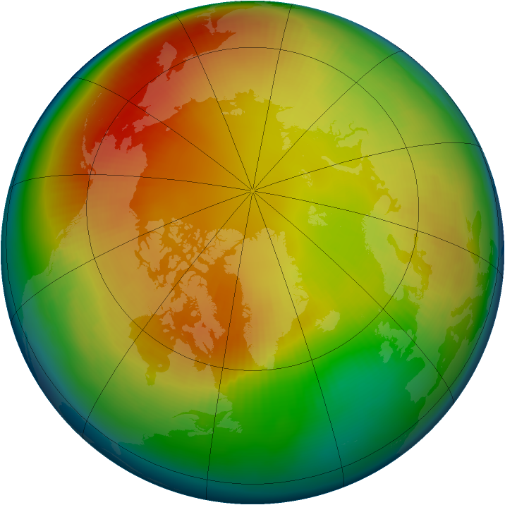 Arctic ozone map for February 1999